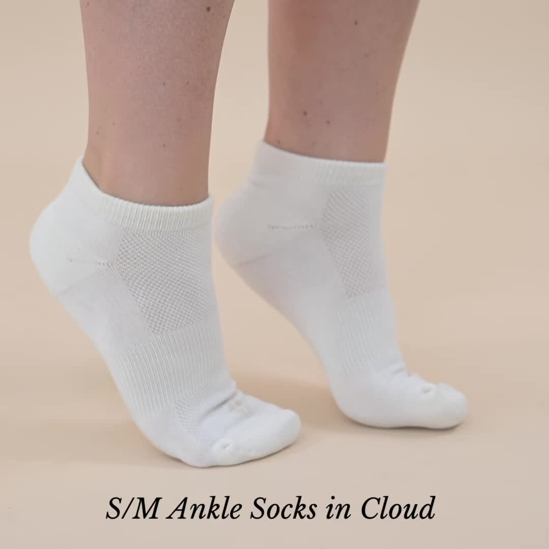 Meet your new everyday favorites. These ankle socks are made from silky soft, breathable bamboo that wicks away sweat and keeps your feet cool for all-day wear. Say goodbye to blisters, and say hello to over the top comfort. 80% Rayon made from Bamboo, 17% Polyester, 3% Elastane Ankle height 3-pack