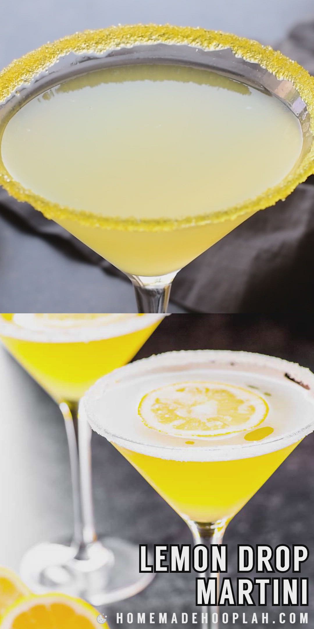 This may contain: the lemon drop martini recipe is ready to be served