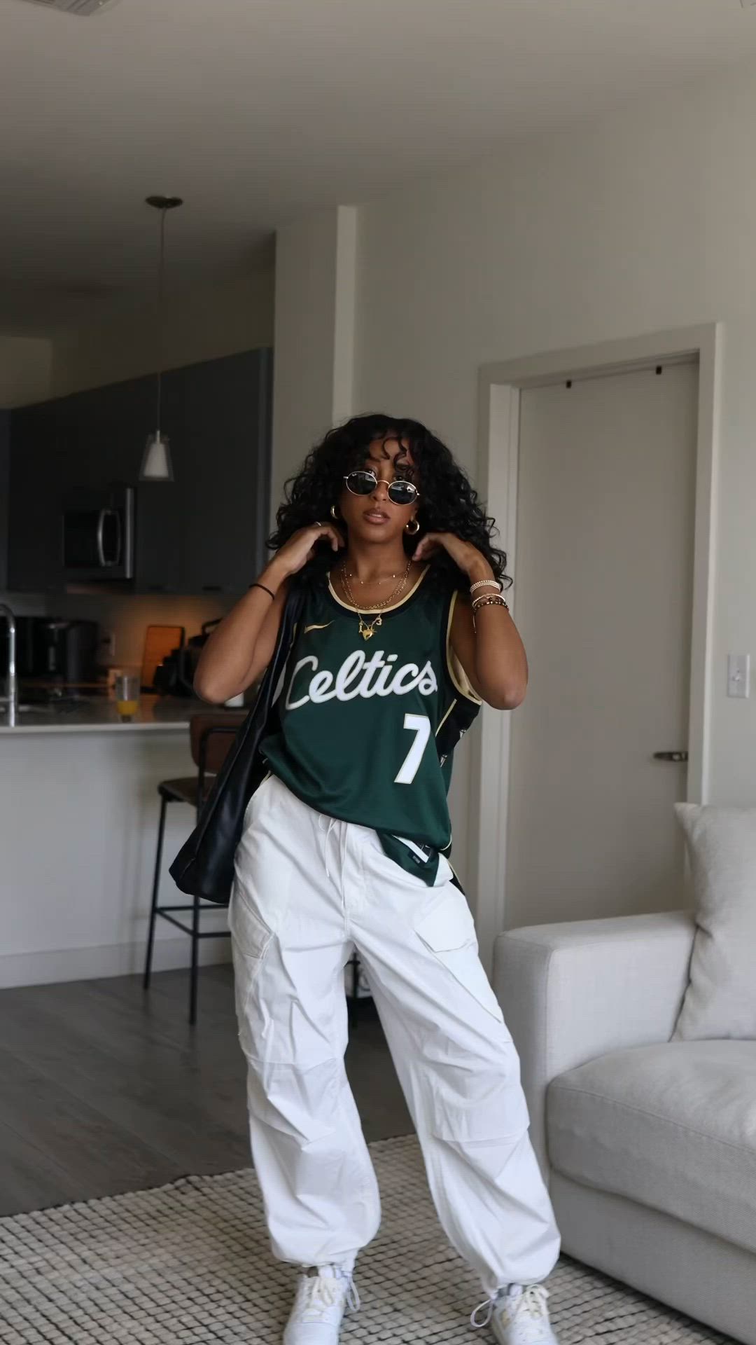 This contains an image of: Basketball Jersey outfit inspo for the Playoffs | @taylasnts