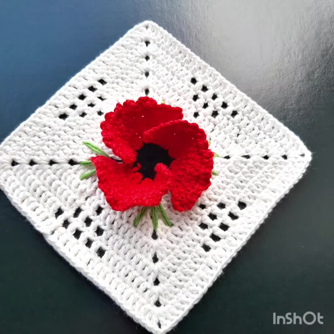 This contains: Granny Square Poppy Pattern, Crochet Granny Square Flower Pattern, Crochet Granny Square PDF, Granny Square Download, Granny Square Digital