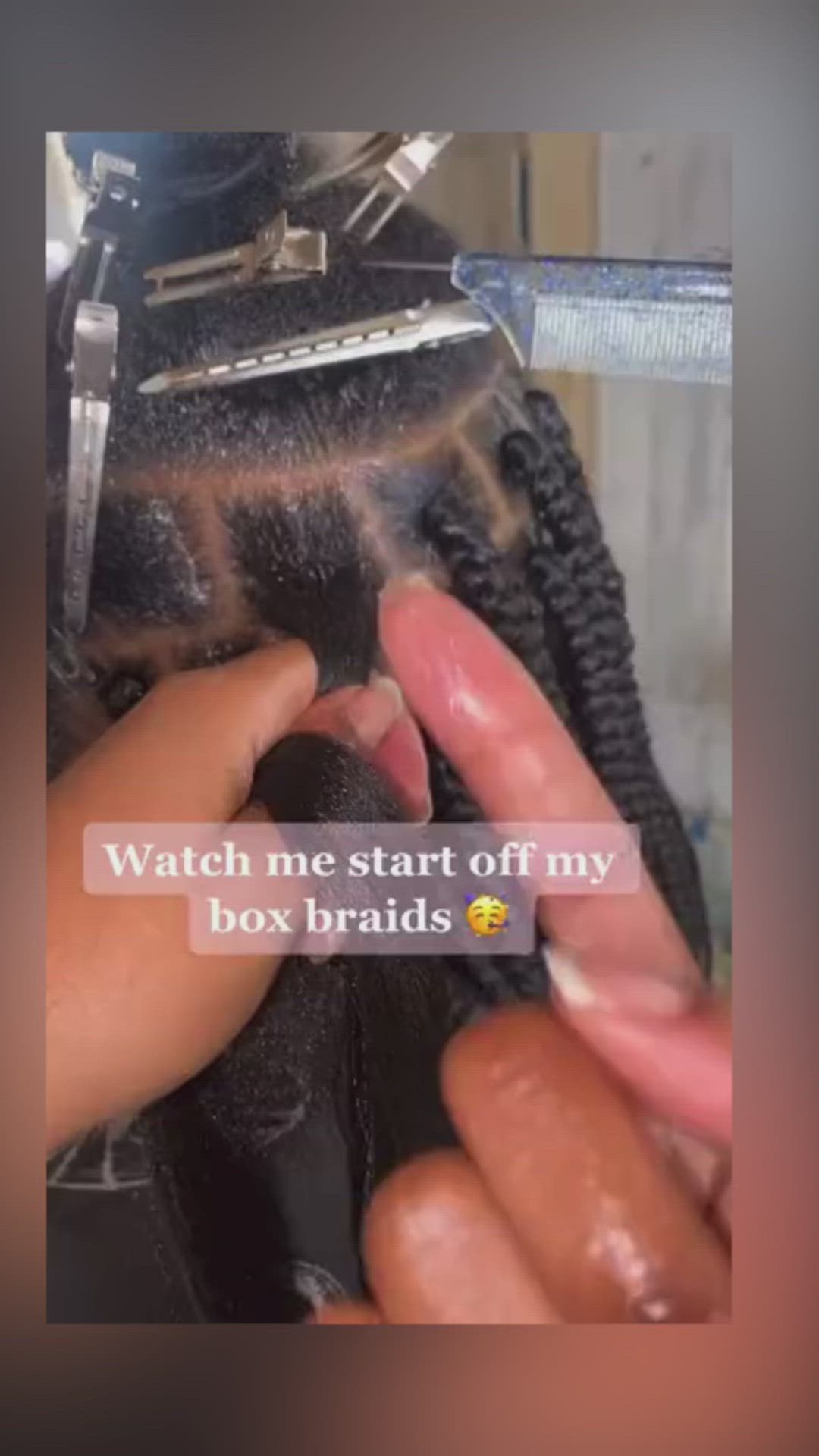 This contains an image of: how to start your box braids