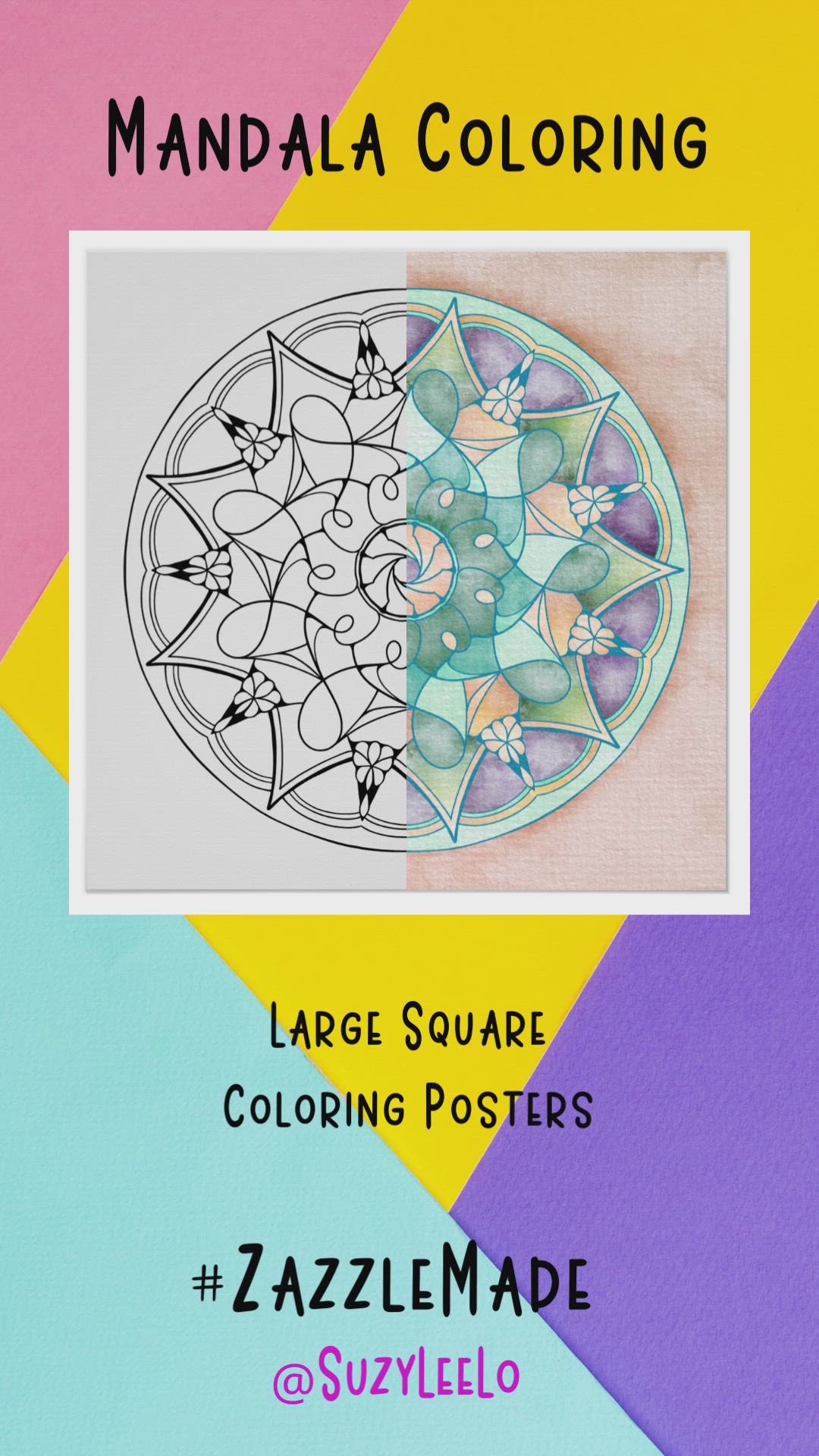 This contains: Mandala Coloring Large Square Coloring Posters