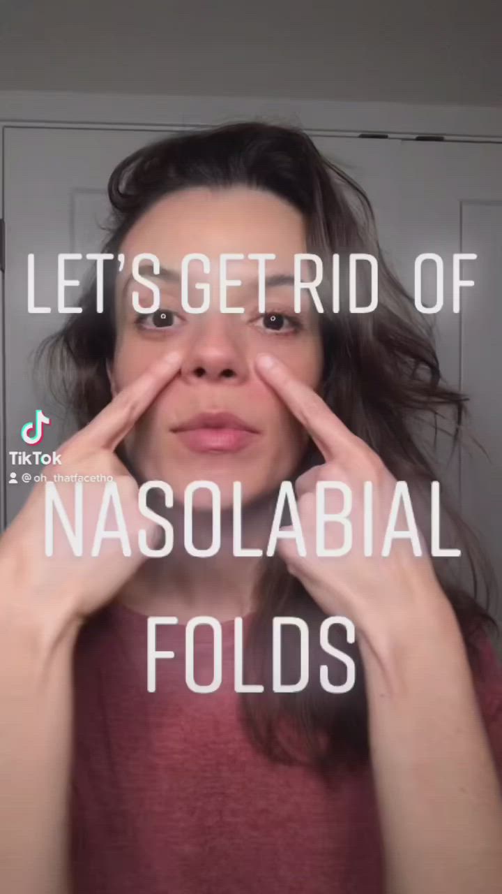 This contains: Learn how to treat nasolabial fold, or smile lines with this quick and relaxing massage