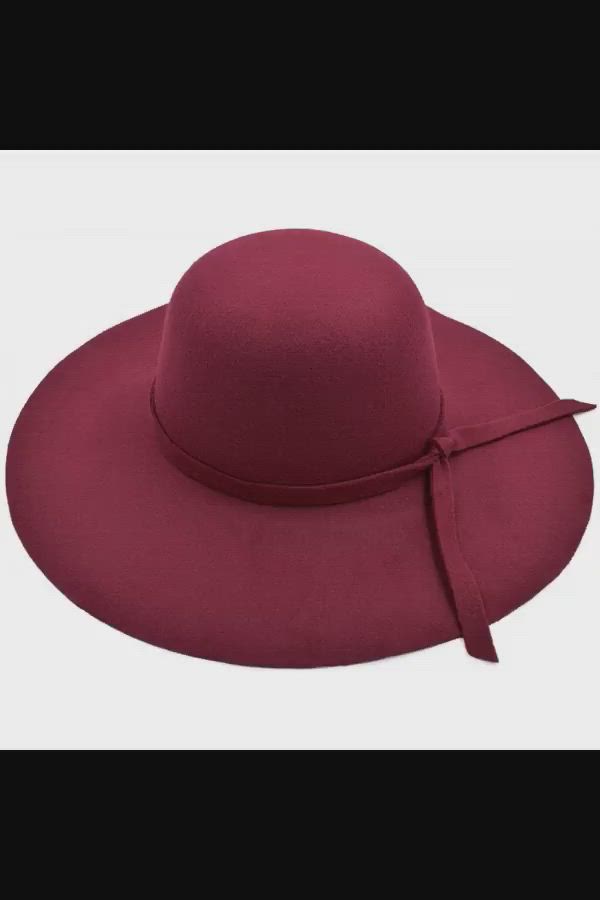 This contains an image of: $12.5 - Women's Premium Felt Wide Brim Floppy Hat - Burgundy - CZ186I6300L