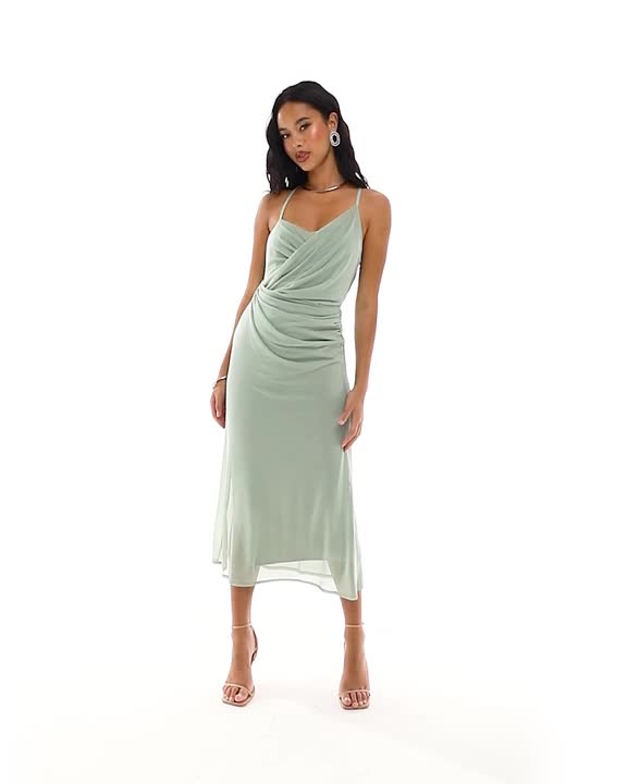 Dresses by ASOS DESIGN Let's hear it for the dress V-neck Cross-back straps Drape detailing Regular fit