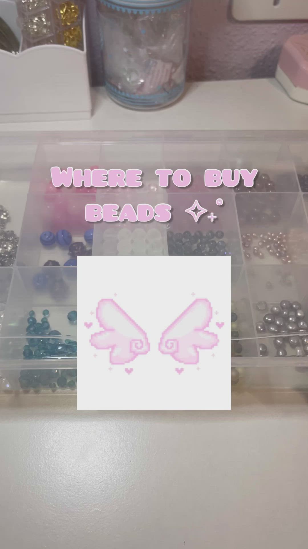 This may contain: there is a box with beads in it and the words where to buy beads?