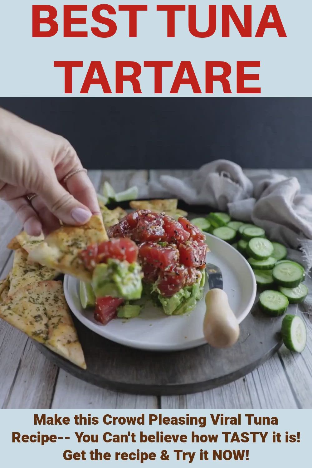 This may contain: a person is picking up food from a plate with cucumber and tomato on it