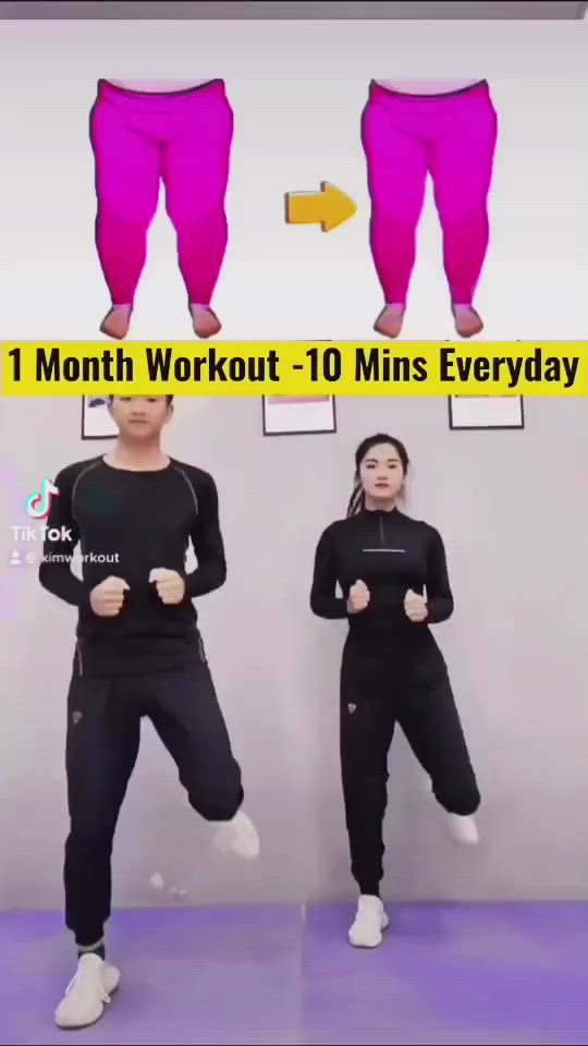 This may contain: the woman is doing exercises for her body