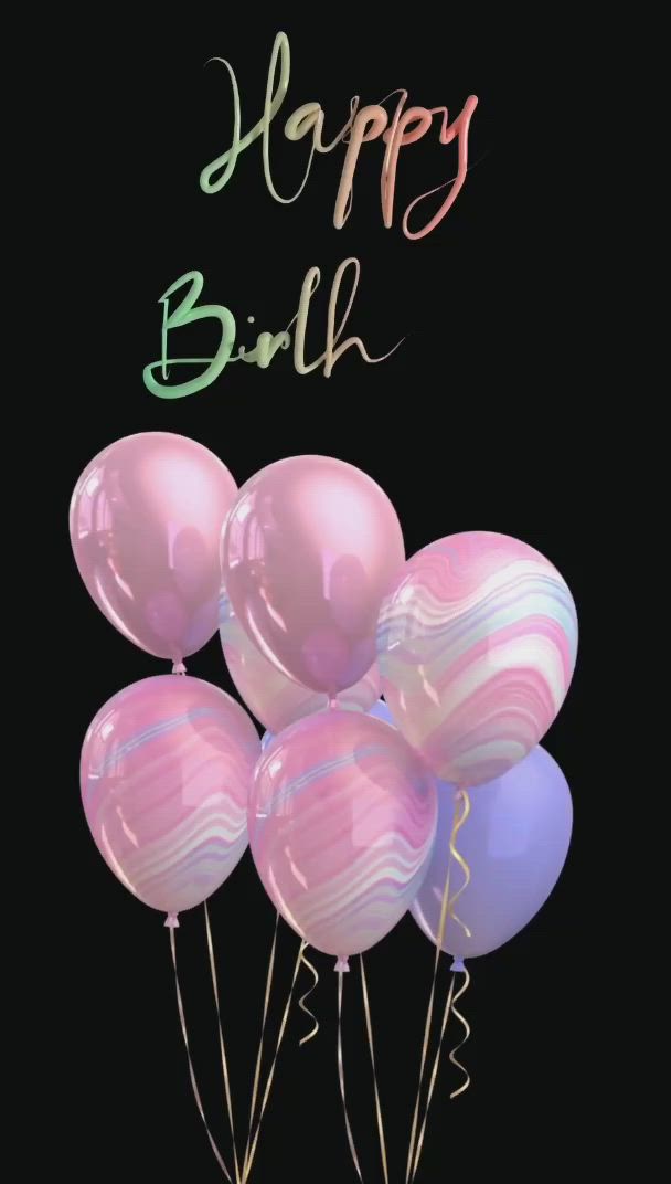 This may contain: a bunch of balloons with the words happy birthday written on them in pink and blue