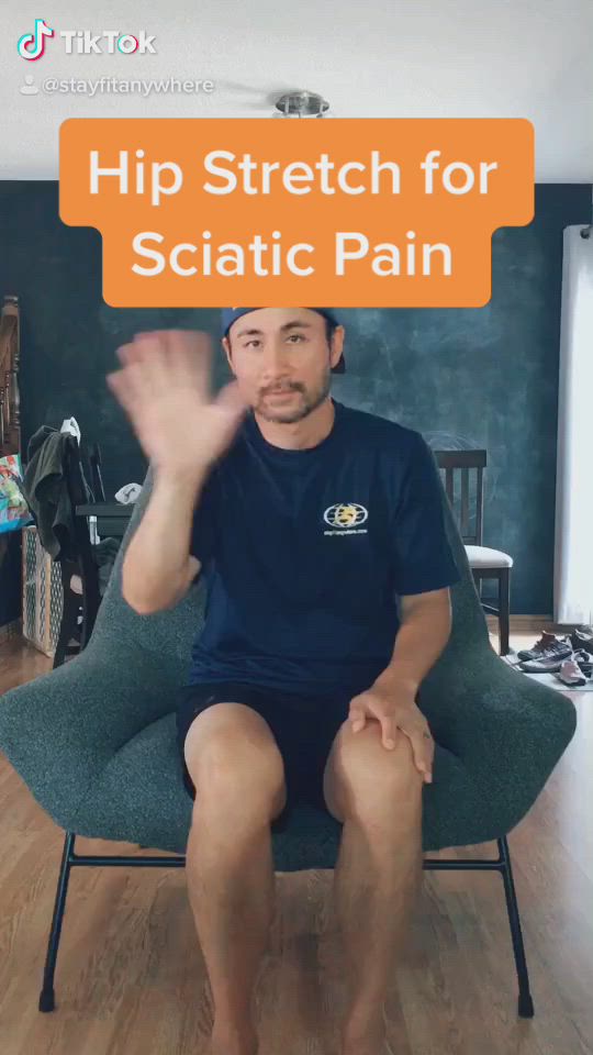 This contains an image of: Simple Hip Stretch for Sciatica Pain