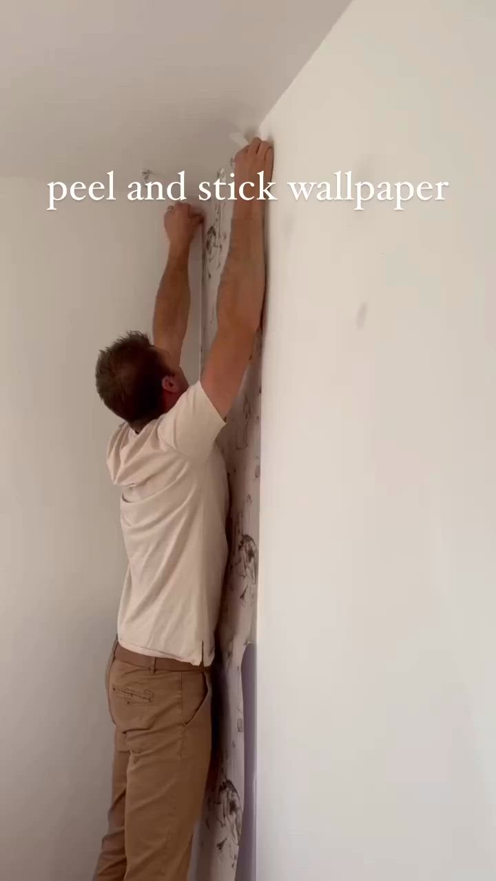 This contains: peel and stick wallpaper install