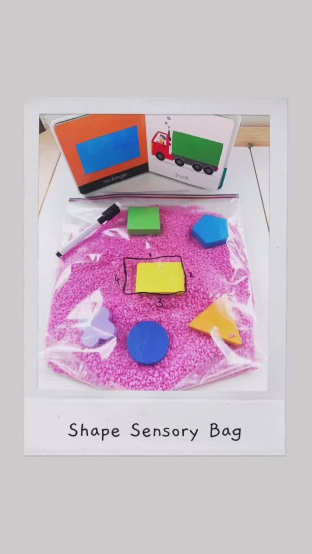 This may contain: the shape sensory bag is open and ready to be used for making shapes with construction paper