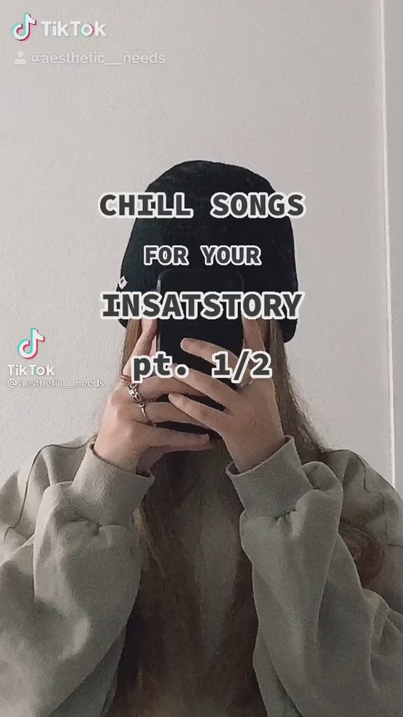 This may contain: a woman holding her head in front of her face with the words chill songs for your ins