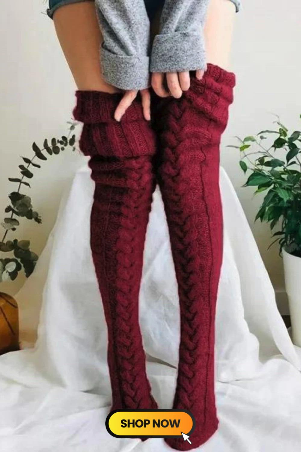 Knit Leg Stocking Thigh Long Warmers Knee Cable Women Boot Socks Over Socks For Women