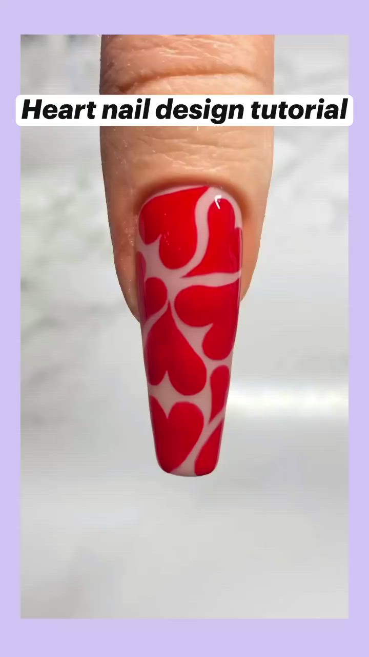 Heart nail design tutorial for Valentines day February nails ideas valentines day nails art.