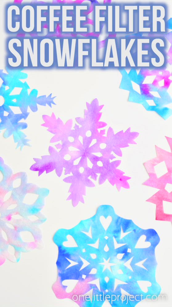 This may contain: coffee filter snowflakes with text overlay that says coffee filter snowflakes