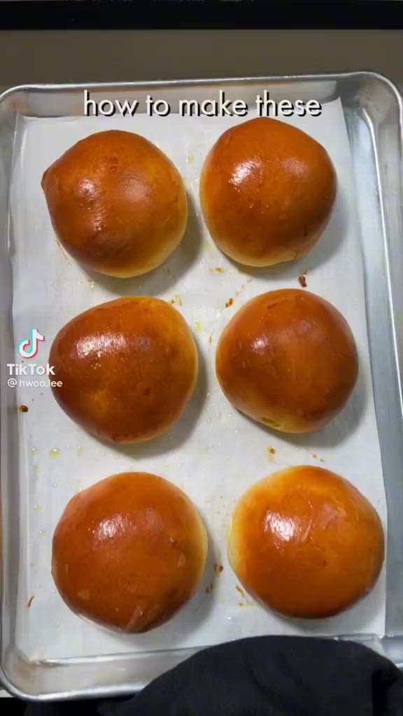 This may contain: six buns in a baking pan with the words how to make these on them