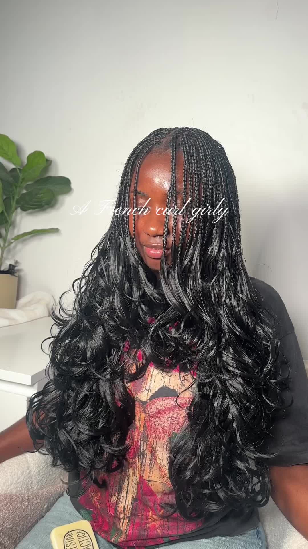 FRENCH CURLS WITH LAYERS 💓 + waist length  #frenchcurlsbraids #frenchbraidslayer #ukbraider #braidsforblackwomen #knotlessboxbraids #curlyblackhairstyles #blackgirl