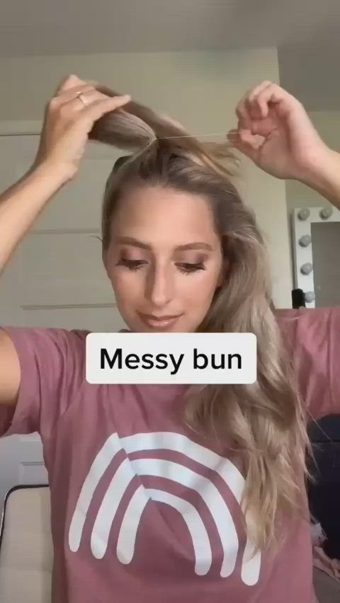 This contains: This Pin is About Easy Messy Bun Hair Tutorial.