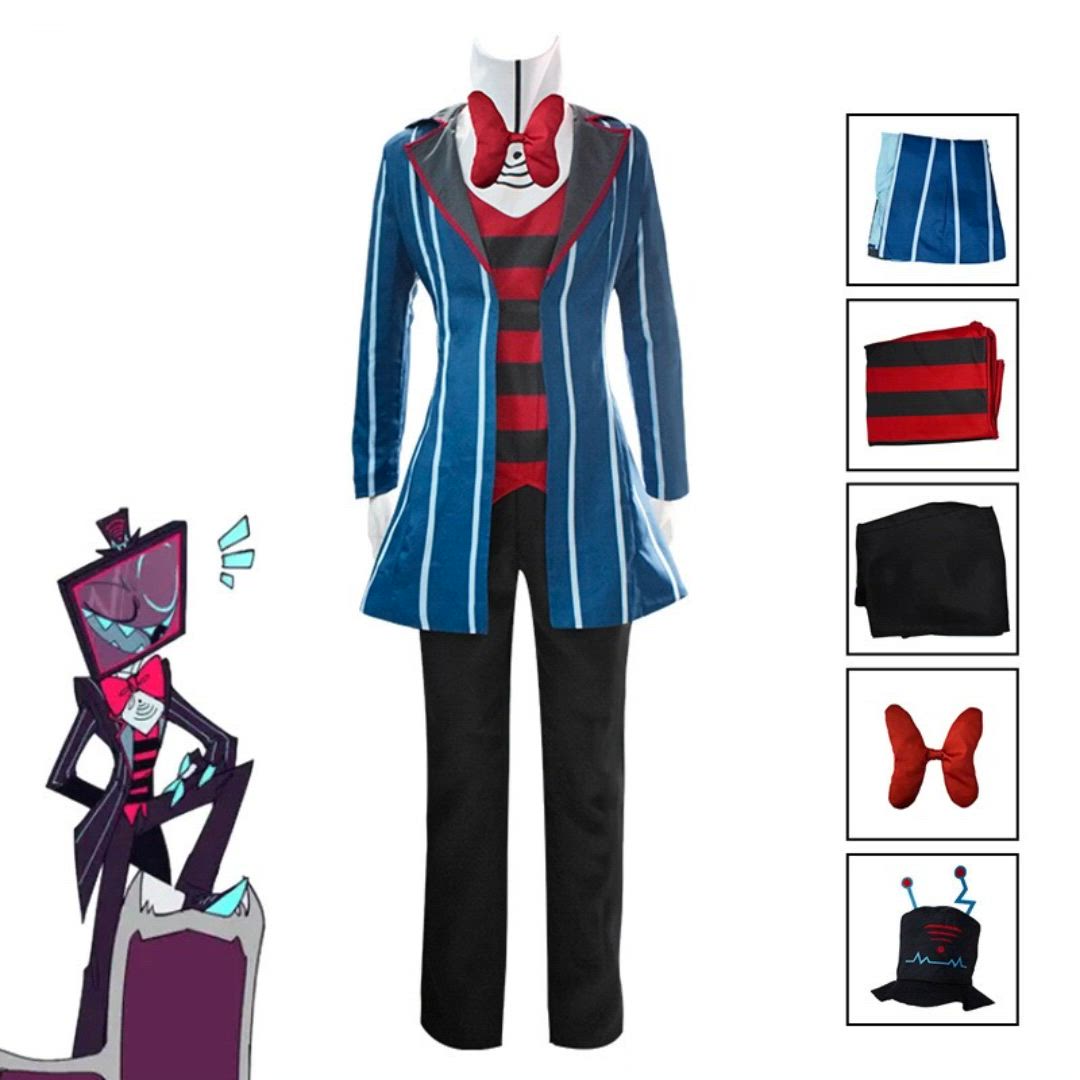 This contains: Hazbin Hotel Vox Cosplay Costume Hallowcos