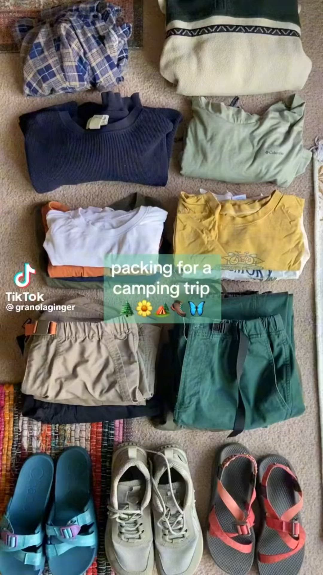 Outfit inspo for hiking, camping and being outside this summer by granolaginer on tiktok!! Go show the original creator some love and check out Patagonia and REI worn wear to be more sustainable this summer and save some money. Go play outside!! #granola #wyoming #colorado #summerclothes #outfits #aesthetic #granolagirl #hippie #outdoor #summerinspo #fashion #beauty