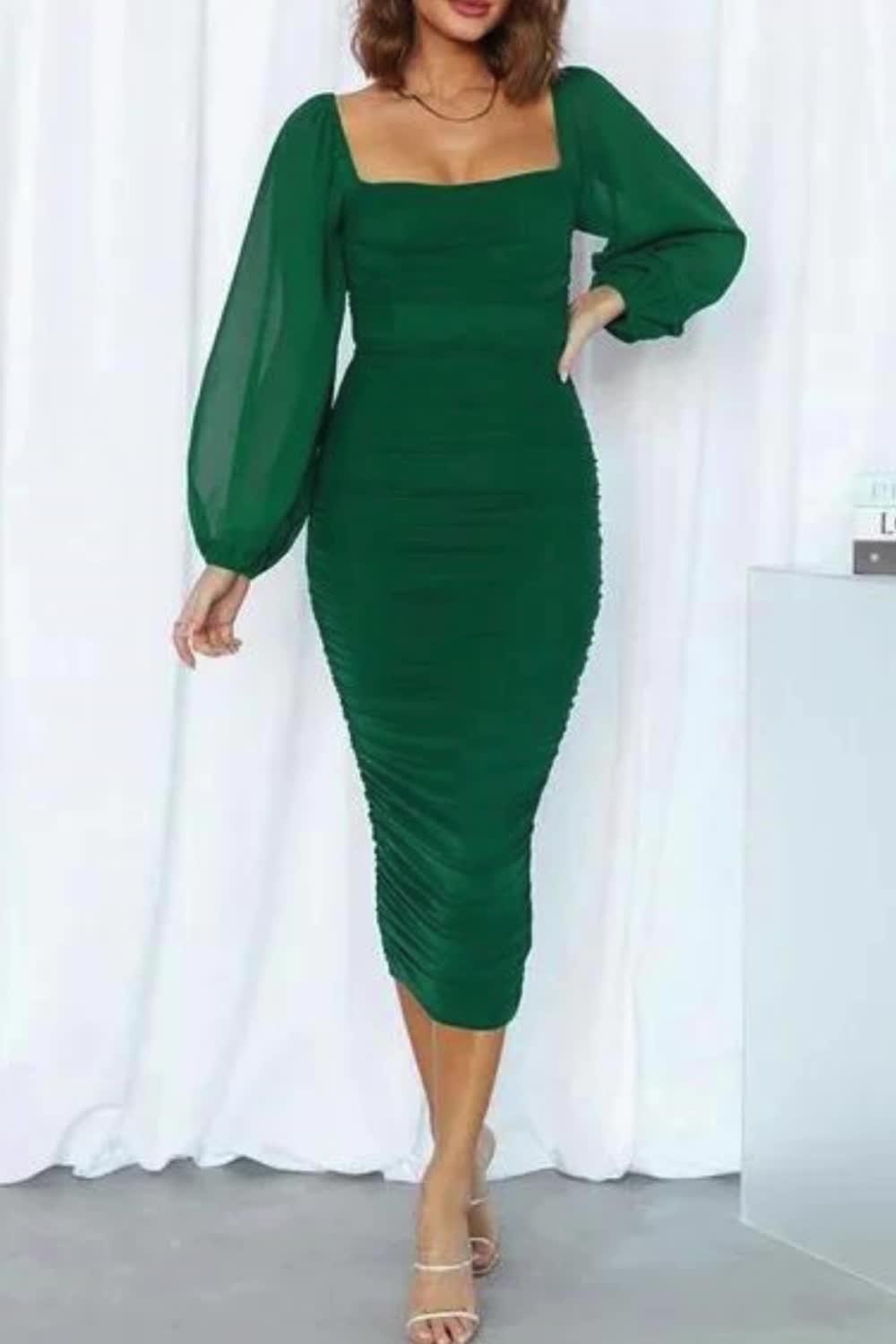 "Channel elegance and allure with our Women's Mesh Sleeves Backless Midi Dress. Featuring delicate mesh sleeves and a daring backless design, this dress exudes sophistication. Perfect for special occasions or evenings out, its midi length adds a touch of refinement. Embrace timeless style with this captivating dress."