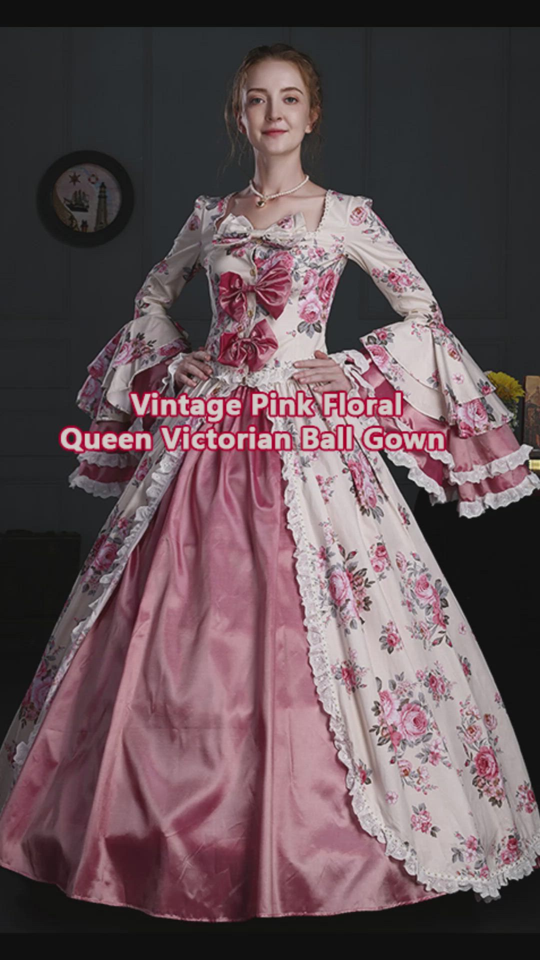 This contains: This dress made of high quality cotton. The fitted bodice has a square neckline trimmed out in generously gathered lace.the sleeves are belled at the bottom, and trimmed out with more lace for a romantic finish, and it has three beautiful bow-knot on front is queen like.This dress is perfect for Halloween, Venice Carnival,Cosplay,Reenactments, Photograph, stage performance, Themed Events etc.