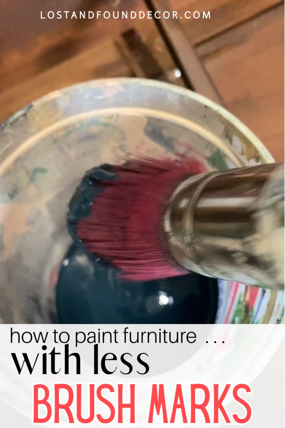 This may contain: someone is painting furniture with blue paint and brush marks on the bottom part of the chair