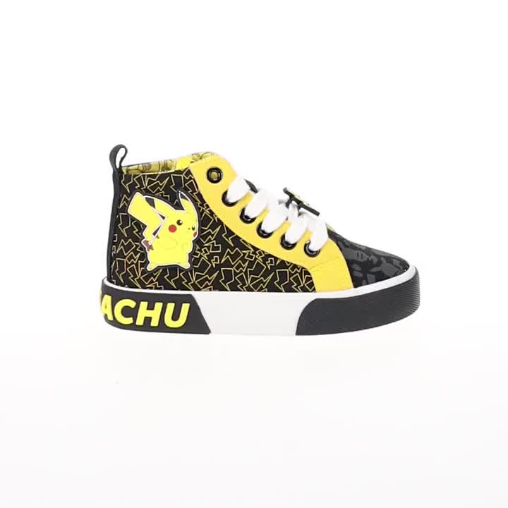 These boys' Pokemon high top sneakers feature a black canvas base with screen print of Pikachu that your Pokemon fan is sure to love.Click this FOOTWEAR GUIDE to find the perfect fit and more! These boys' Pokemon high top sneakers feature a black canvas base with screen print of Pikachu that your Pokemon fan is sure to love.Click this FOOTWEAR GUIDE to find the perfect fit and more! DETAILS Canvas upper Canvas lining Canvas midsole Canvas outsole Round toe Lace-up closure 1-in. heel height Spot 