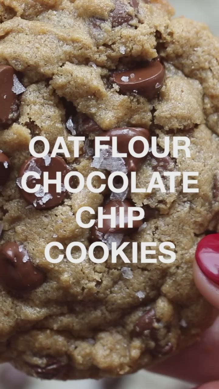 This contains: Video of how to make Oat flour chocolate chip cookies.