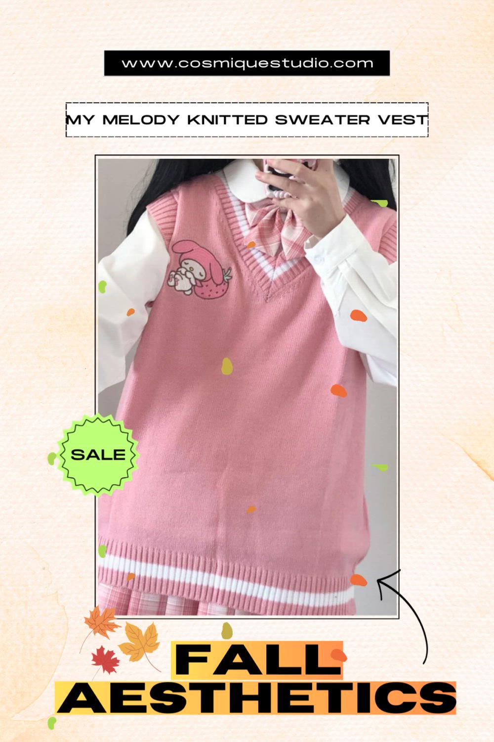 This contains: My Melody Knitted Sweater Vest