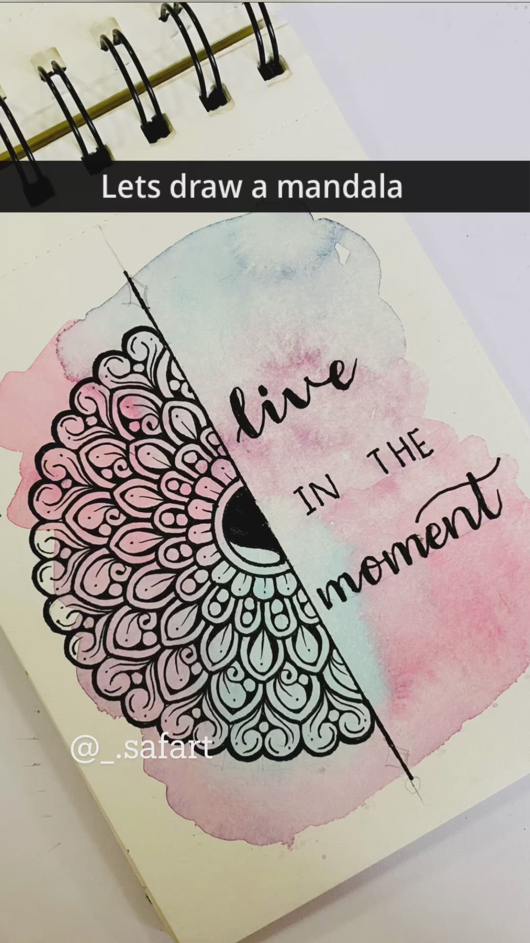 This may contain: an art journal with the words live in the moment written on it