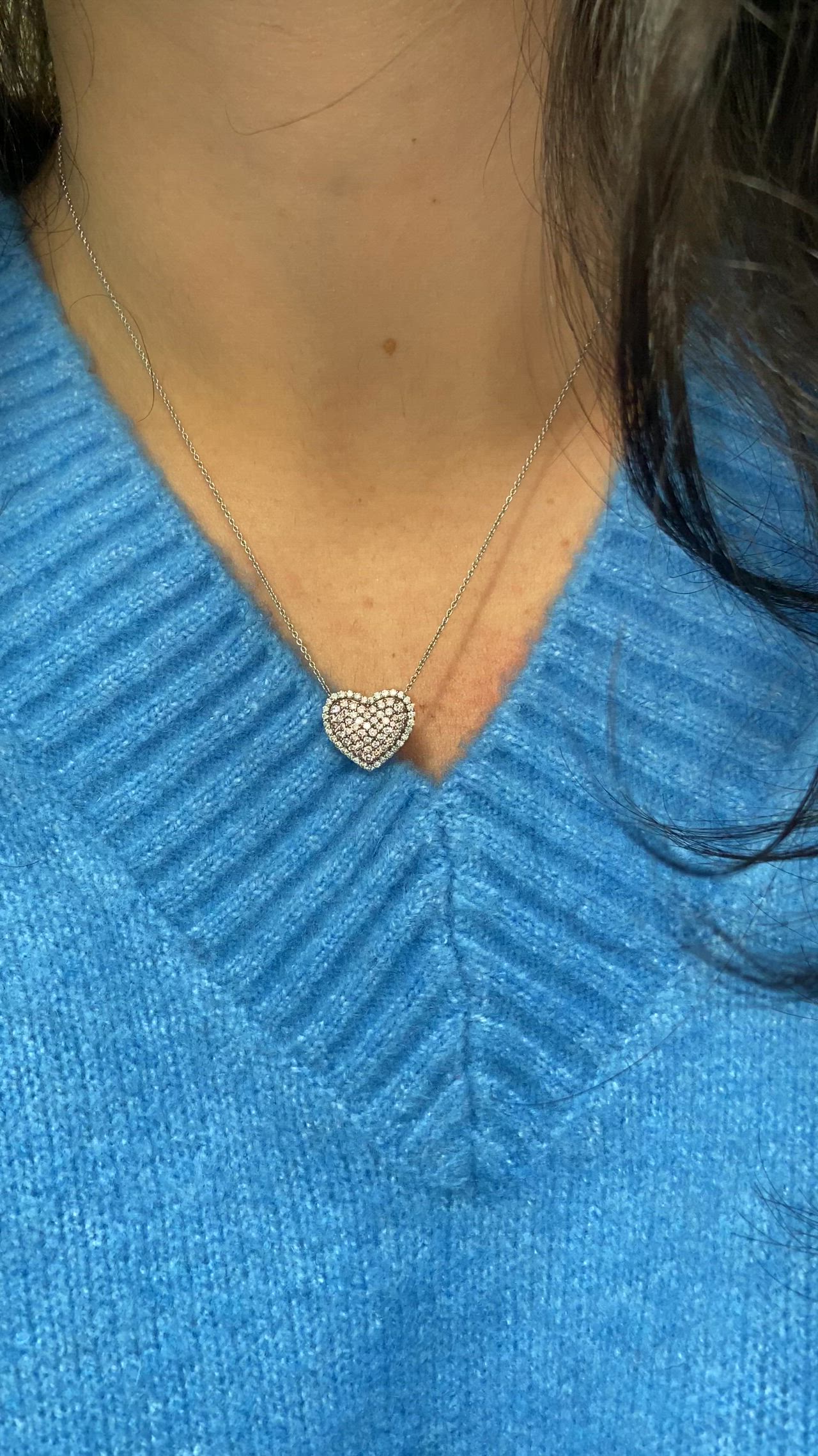 This contains: Natural fancy pink diamonds in a heart shape to make an adorable diamond pendant. This necklace is part of a matching set with identical diamond stud earrings