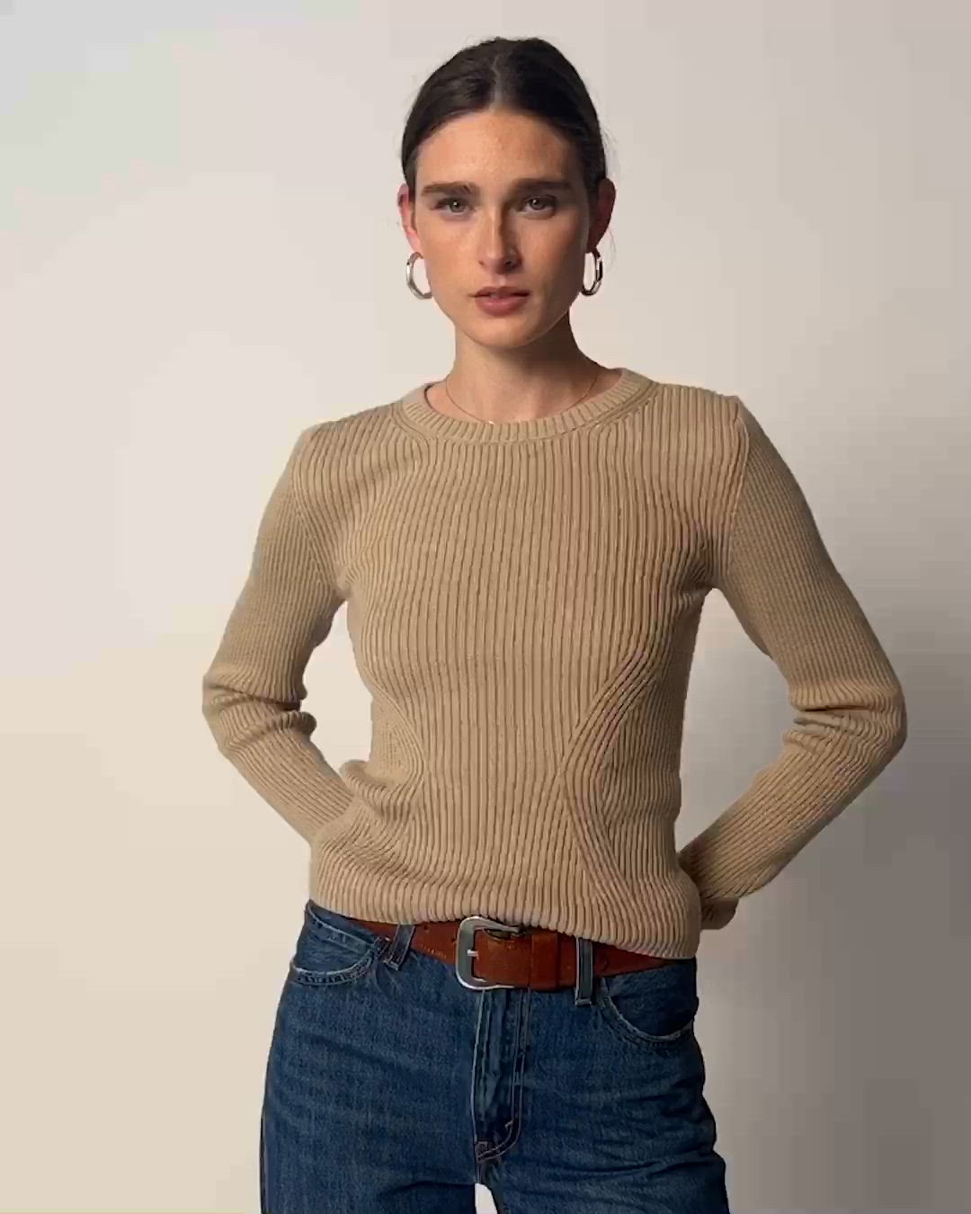 A true elevated essential. A lightweight sweater with a flattering knit front that pairs well with everything (even warmer weather)... (This one comes in Paper Bag.) | Women's Iara Sweater Top in Paper Bag | Ethical Essentials