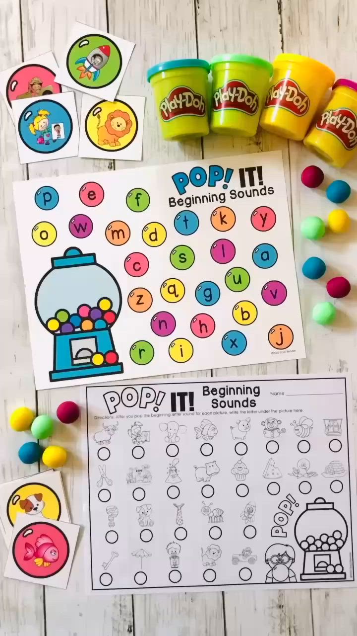 This may contain: printable activity sheets for beginning and ending sounds to help kids learn how to use them