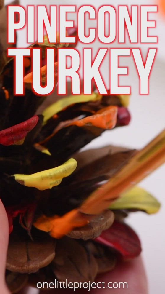 This may contain: a pine cone turkey made out of pine cones with the words pine cone turkey on it