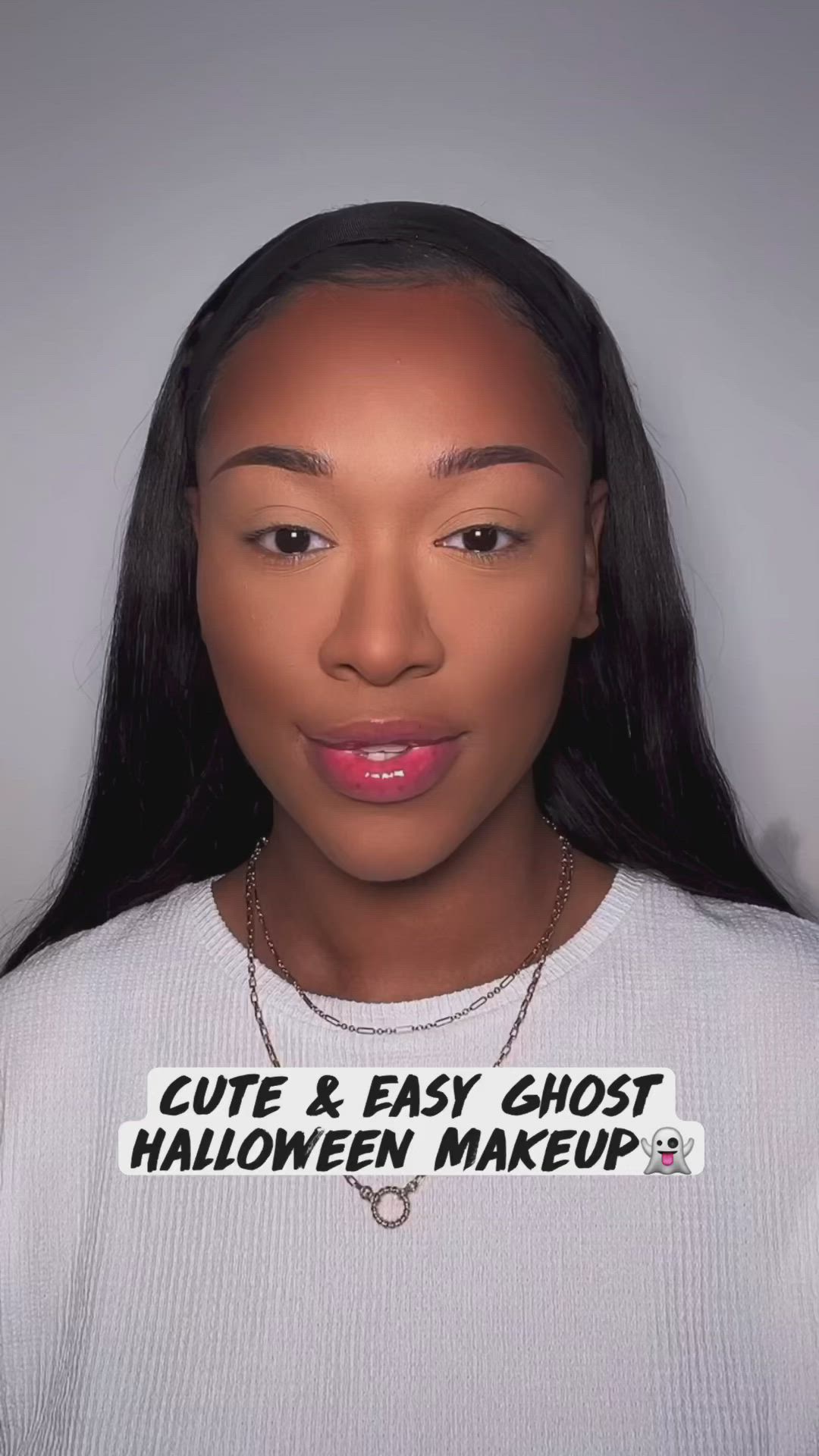 This contains an image of: Cute & Easy Ghost Halloween Makeup Idea👻