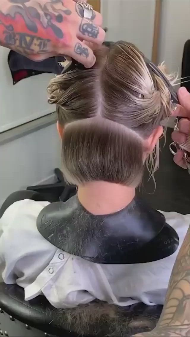 This contains an image of: The coolest undercut bob!