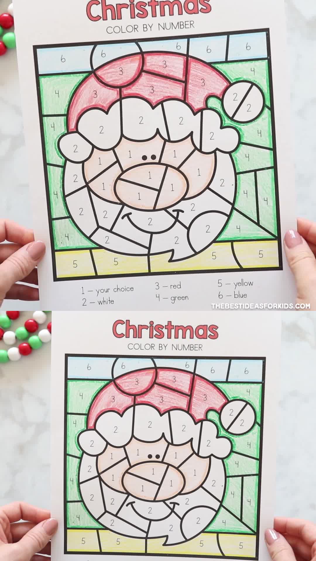 FREE PRINTABLE Christmas Color by Numbers - fun color by code for Christmas for preschool and kindergarten!