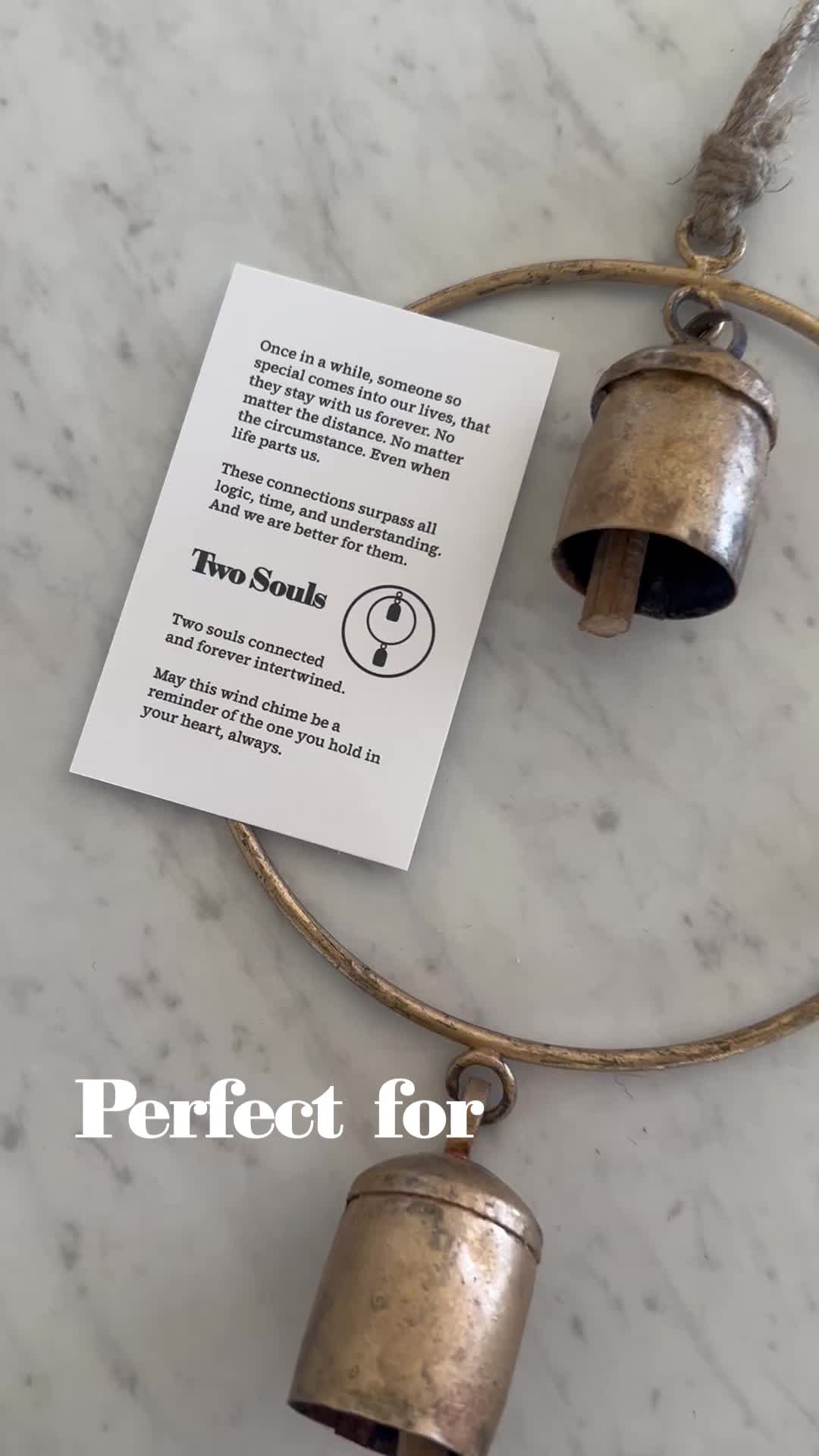 This contains: Video with The Two Souls Wind Chime and the words Perfect for engagements, expecting parents, friendship, sympathy by The Festive Farm Co., Meaningful Gifts, Made Easy