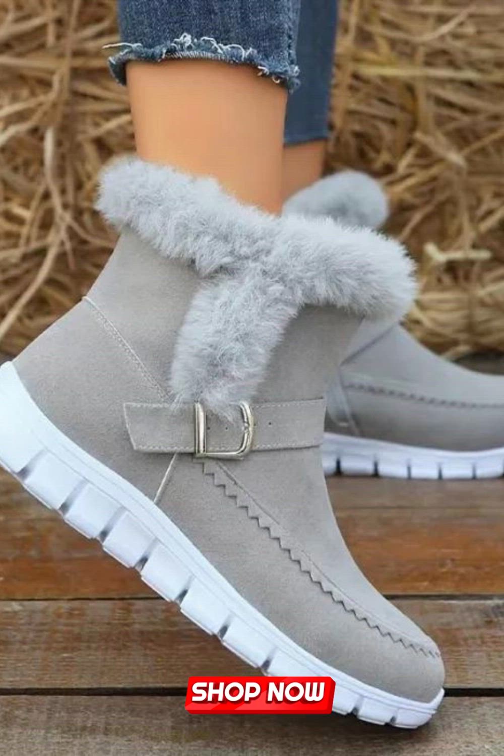 Embrace the cold in these thermal insulated snow boots. Lined with warm plush material and featuring a fluffy trim, these ankle boots provide cozy comfort. The convenient side zipper ensures easy wear, making them a perfect choice for both style and warmth during winter.