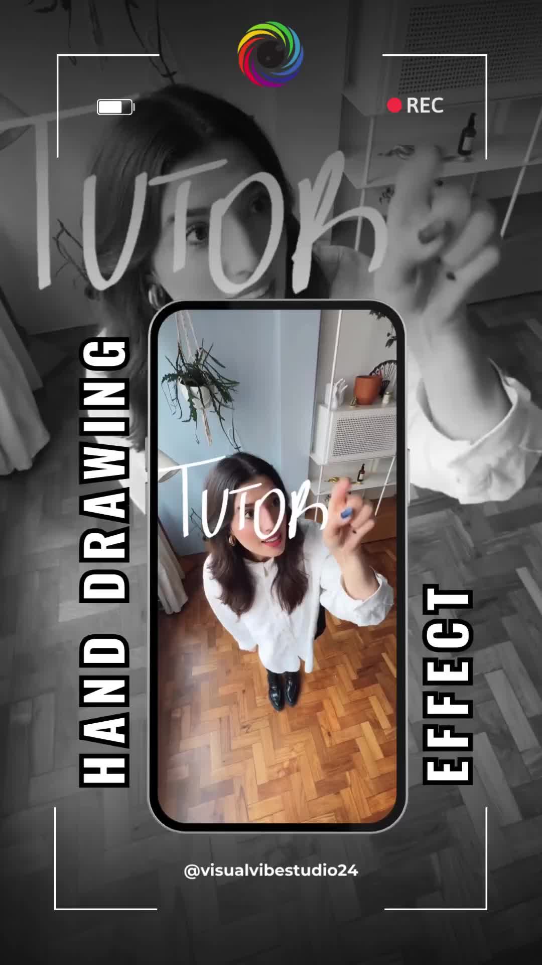 This may contain: a woman taking a selfie in the mirror with her hand on her hip and text that reads utopia