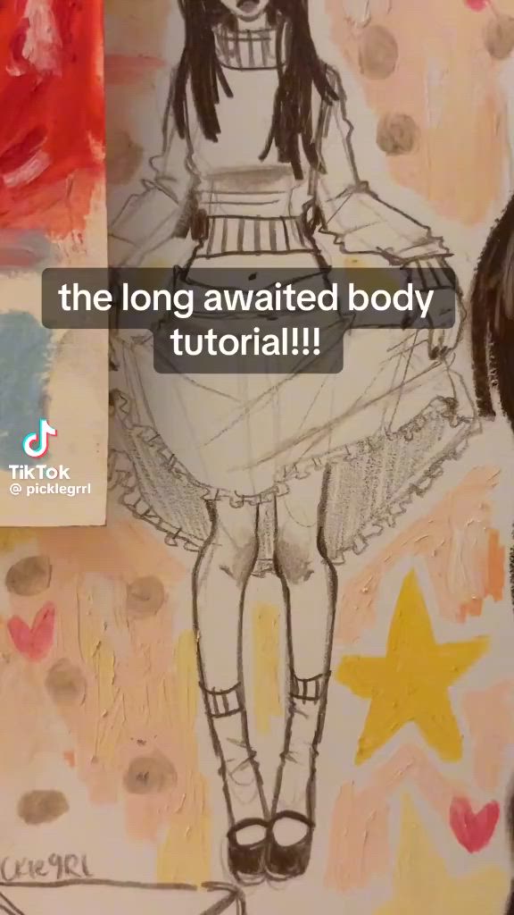 This may contain: a drawing of a girl in a dress with the words, the long animated body