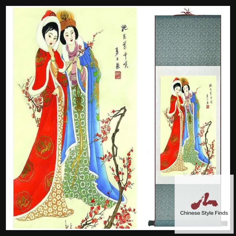 Sleek sellouts! 🤓. Order Chinese Art Scroll Painting Pretty Girl Figure Ancient Silk Picture Wall Ideas 18282 at $38.86 #ChineseScrollPainting #AncientSilkPainting #ArtWall