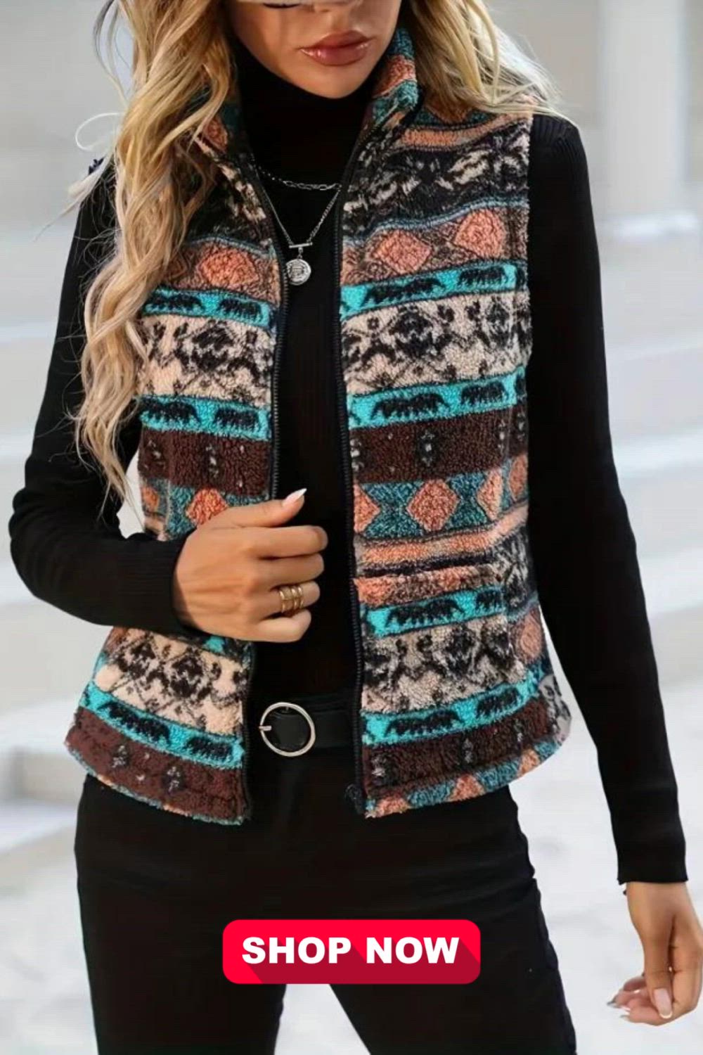 This Allover Print Zip Up Vest Jacket is the perfect addition to your spring and fall wardrobe. Its casual sleeveless design keeps you comfortable and stylish in changing weather. Made from plush materials, it offers warmth without sacrificing style. Upgrade your fashion game with this versatile piece.