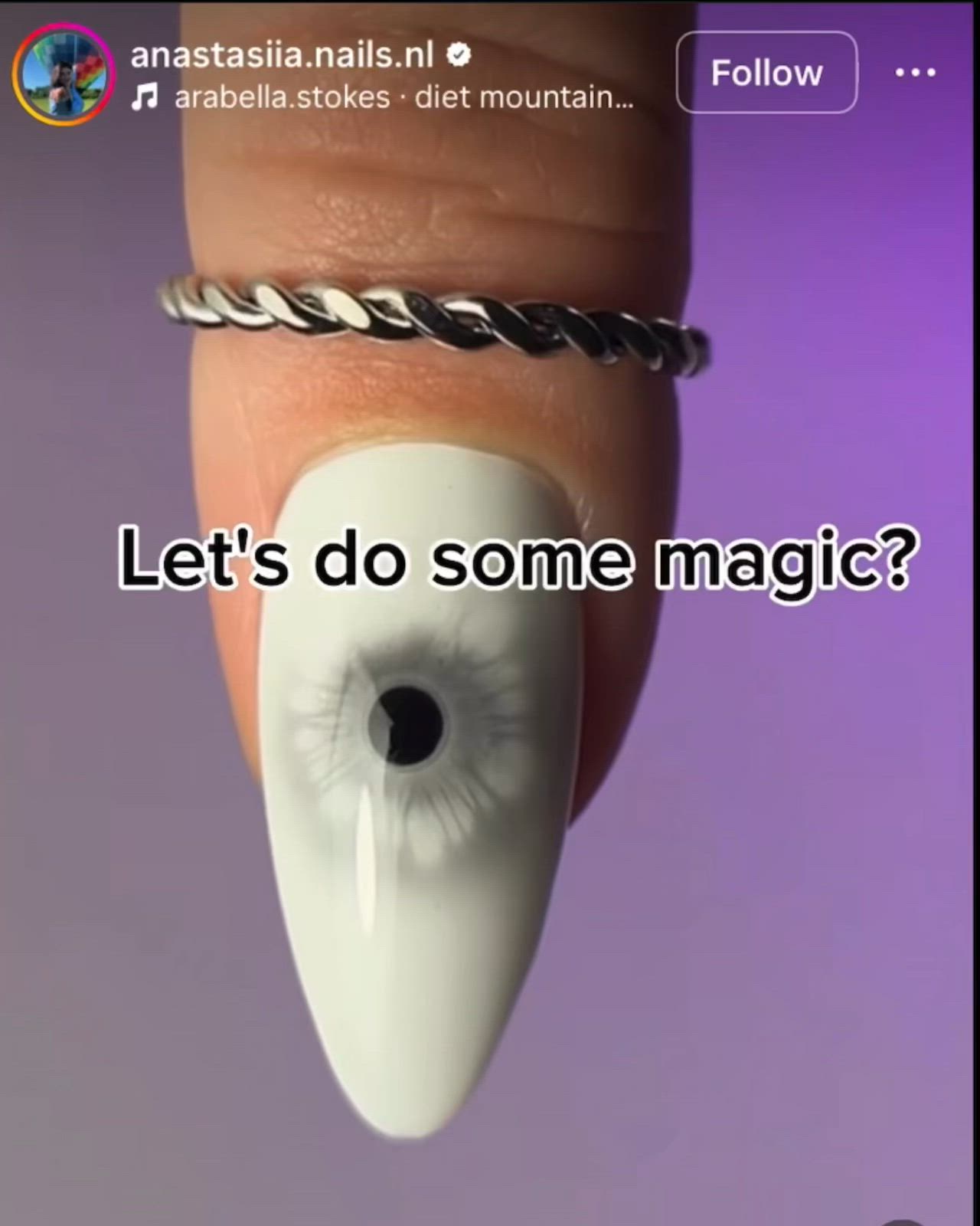 This contains an image of: Nail art, eye ball nail art hack