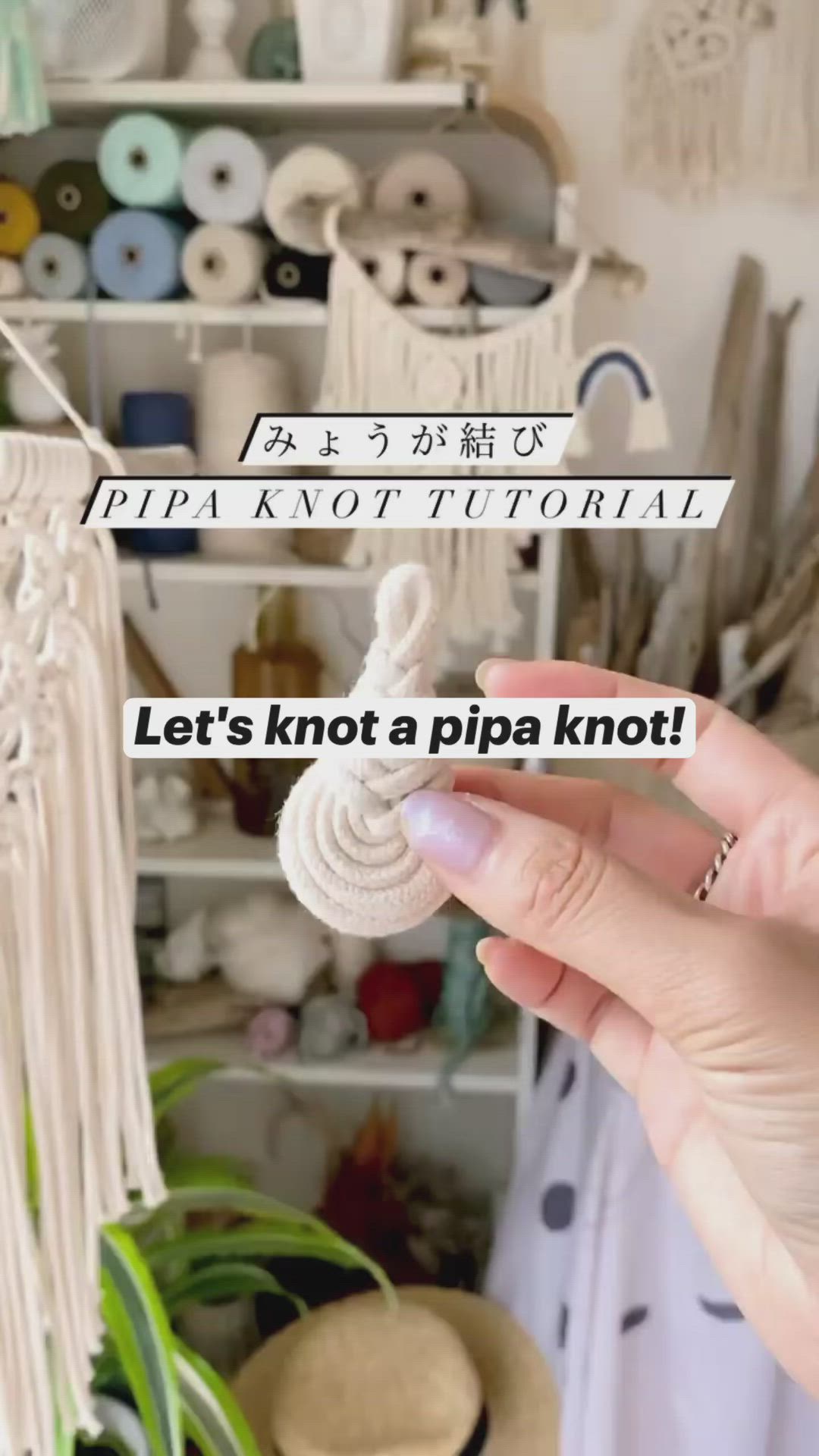 This may contain: a person holding up a piece of paper with the words, let's knot a pipa knot