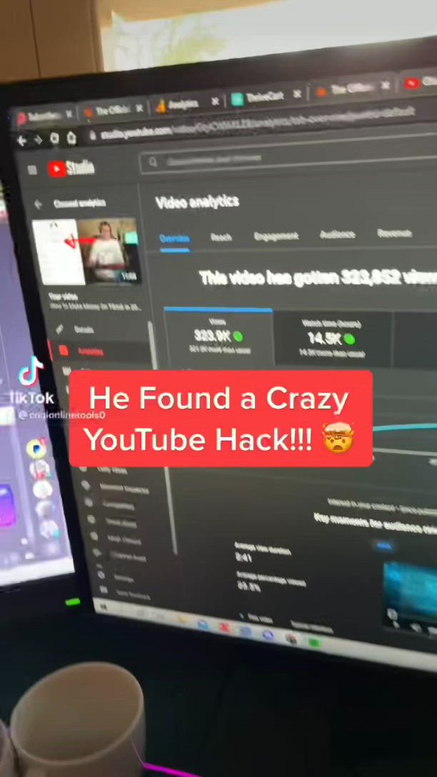 This may contain: a computer screen with the words he found a crazy youtube hack on it's monitor