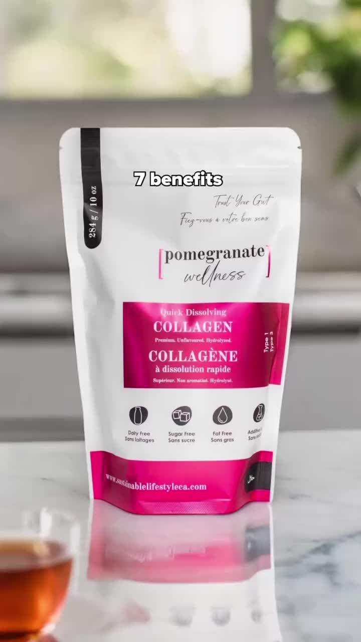 Discover the 7 amazing benefits of our Premium Halal Bovine Collagen! 💪✨ 1️⃣ Supports healthy joints 2️⃣ Promotes glowing skin 3️⃣ Strengthens hair & nails 4️⃣ Boosts gut health 5️⃣ Improves muscle recovery 6️⃣ Enhances bone strength 7️⃣ Aids in better sleep Add it to your daily routine for a healthier, stronger you! 🌿 Shop now at www.sustainablelifestyleca.com 🛒 #HalalCollagen #WellnessJourney #HealthyLiving #sustainablelifestyle #pomegranatewellnesscollagen #shahnazkhan #vitamin #collagen...