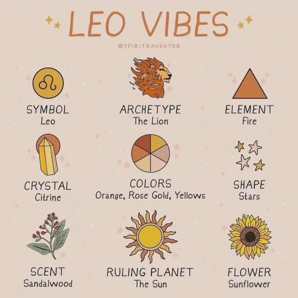 This may contain: the leo vibes symbols and their meanings